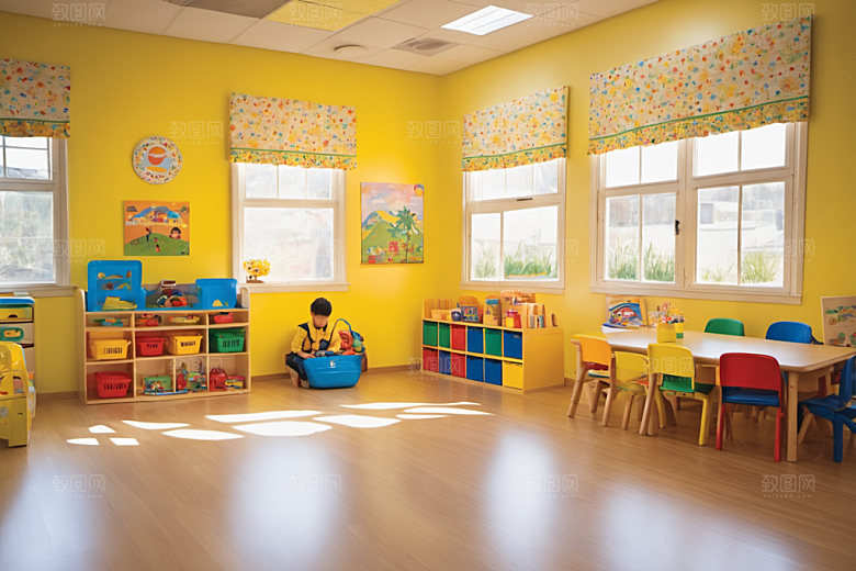 幼儿园教室温馨场景摄影图