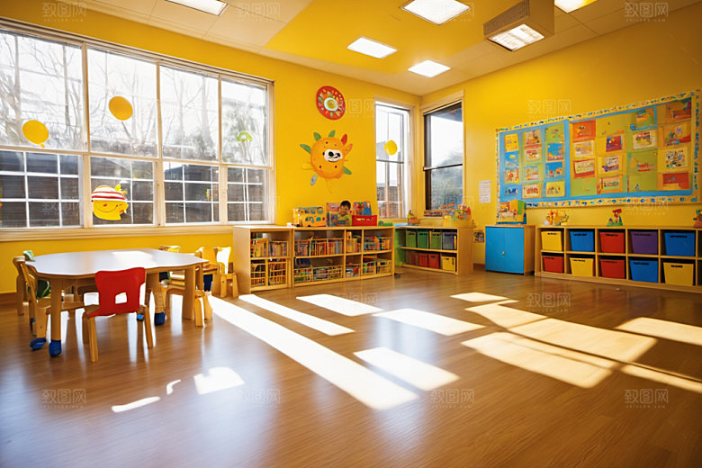 幼儿园教室室内幸福摄影图
