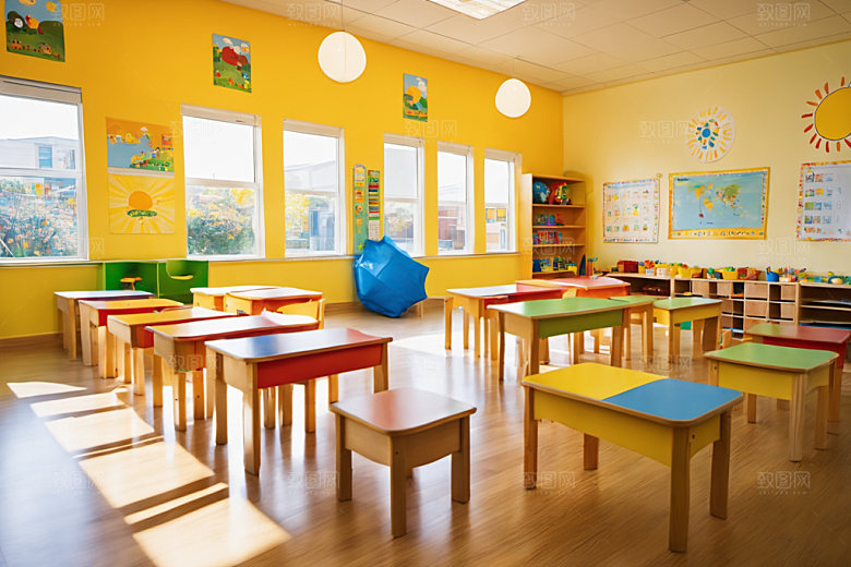 幼儿园教室可爱学校摄影图