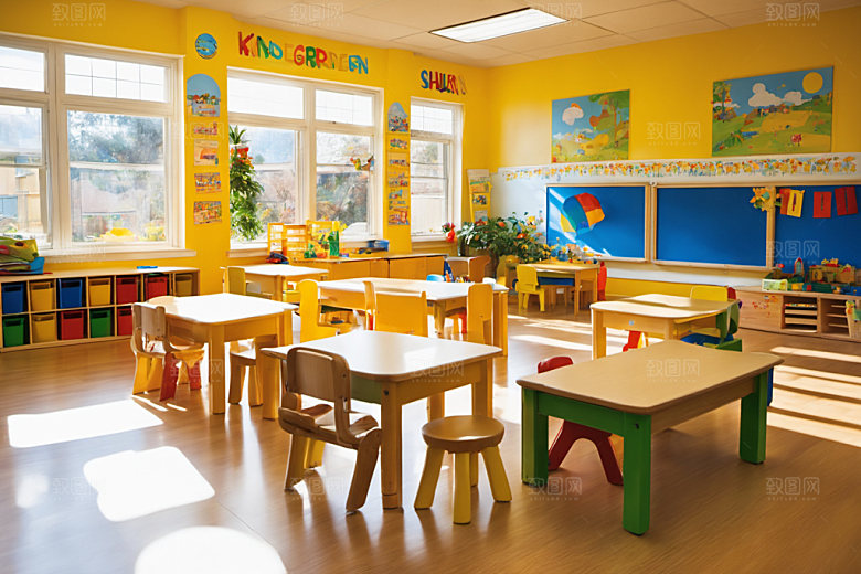幼儿园教室可爱托儿所摄影图