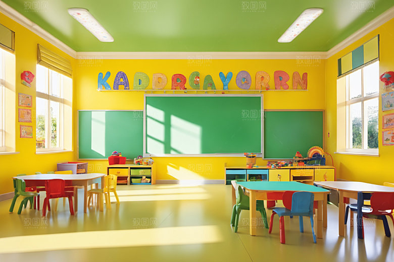 幼儿园教室场景温馨摄影图