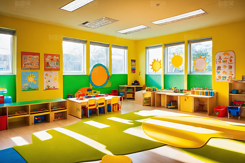 幼儿园教室幸福场景摄影图