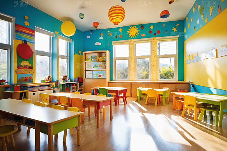 幼儿园教室温馨学校摄影图