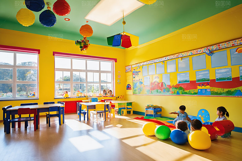 幼儿园教室可爱室内摄影图