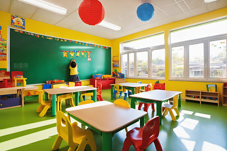 幼儿园教室可爱托儿所摄影图