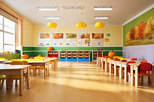幼儿园教室幸福场景摄影图