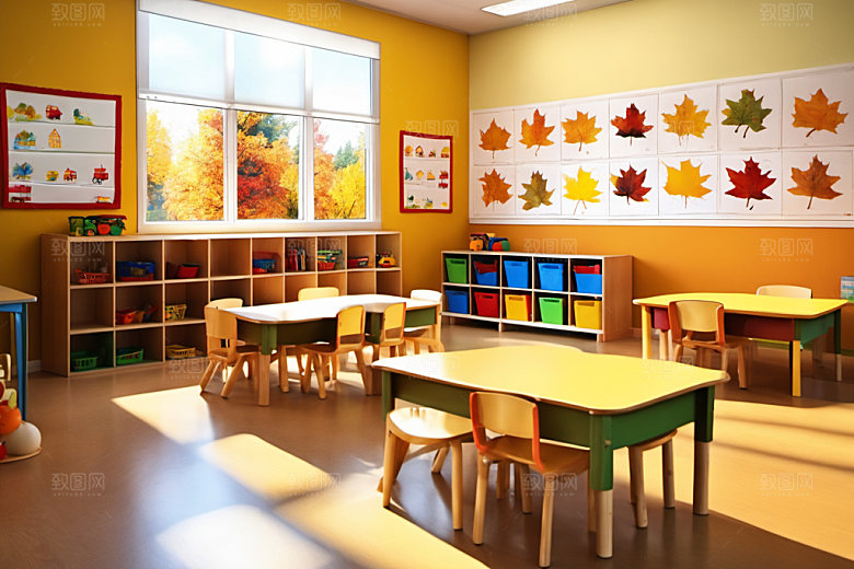 幼儿园教室场景学校摄影图
