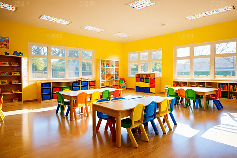 幼儿园教室温馨场景摄影图