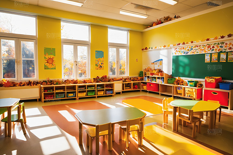 幼儿园教室温馨幸福摄影图