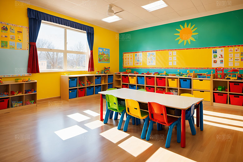 幼儿园教室可爱托儿所摄影图