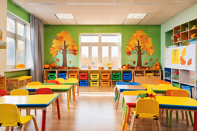 幼儿园教室幸福场景摄影图