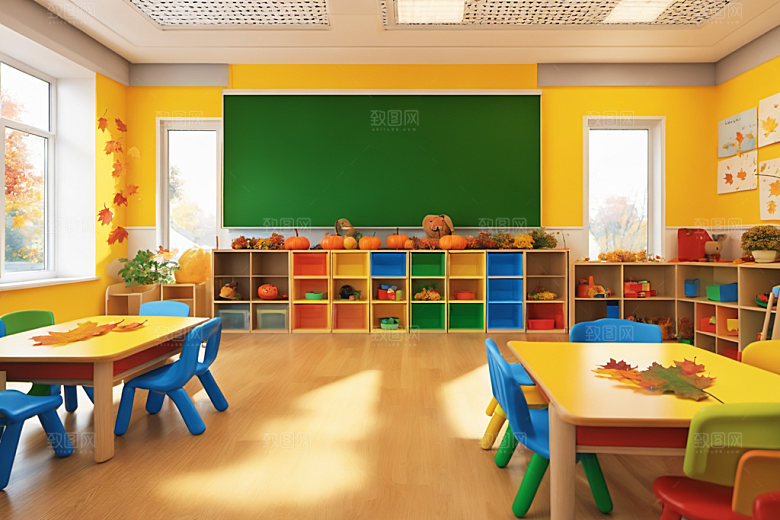幼儿园教室托儿所场景摄影图