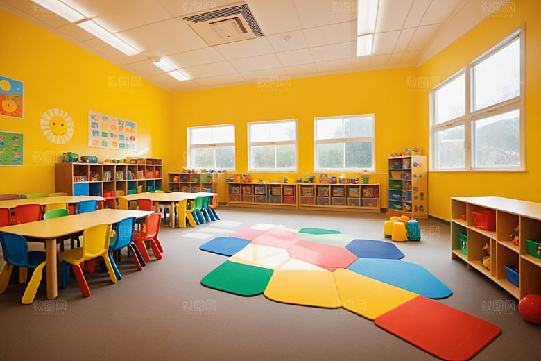 幼儿园教室场景幼教摄影图