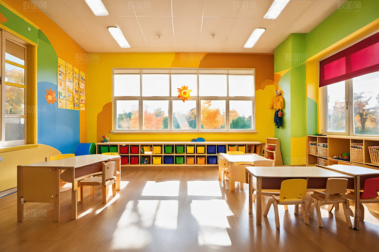 幼儿园教室场景幸福摄影图