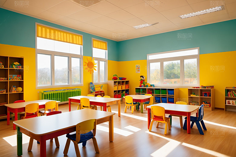 幼儿园教室幼教场景摄影图