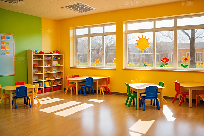 幼儿园教室场景室内摄影图