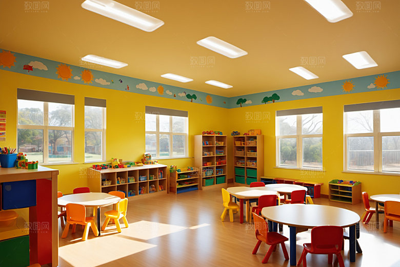 幼儿园教室场景托儿所摄影图