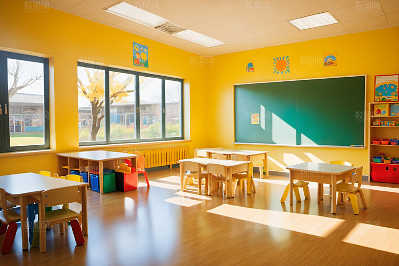 幼儿园教室温馨幸福摄影图