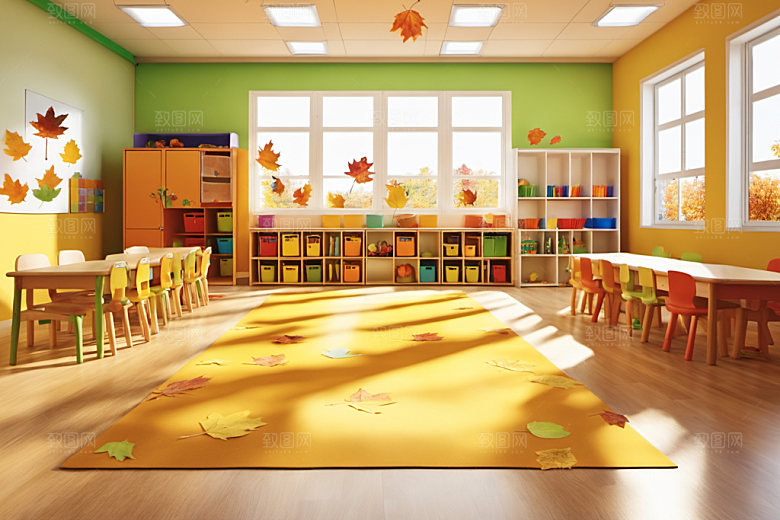 幼儿园教室场景幼教摄影图