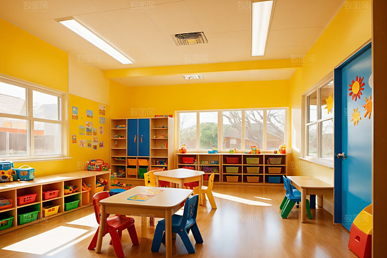 幼儿园教室温馨场景摄影图