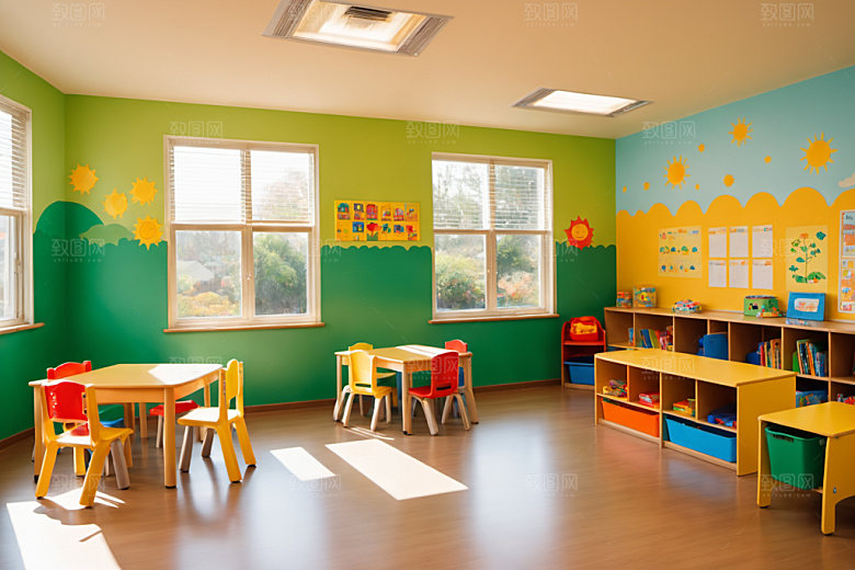 幼儿园教室温馨学校摄影图
