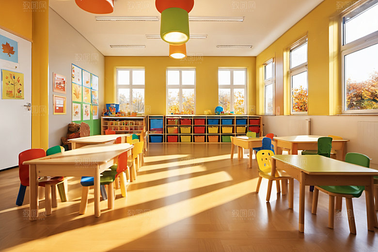 幼儿园教室可爱托儿所摄影图