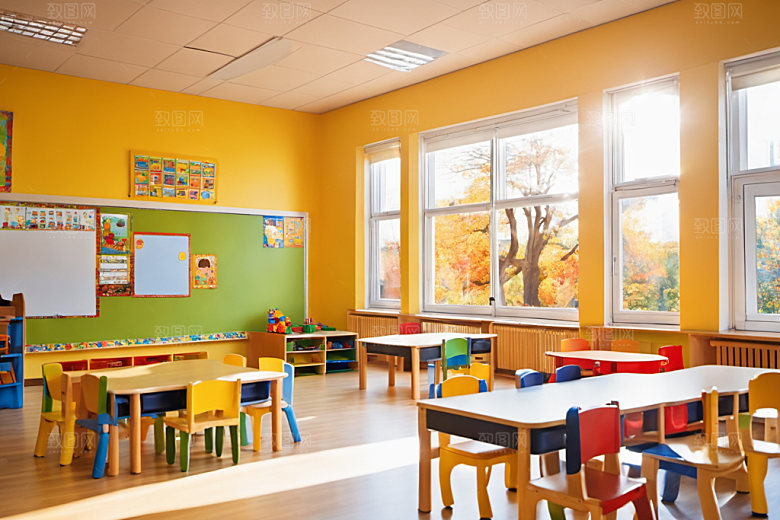 幼儿园教室可爱幼教摄影图