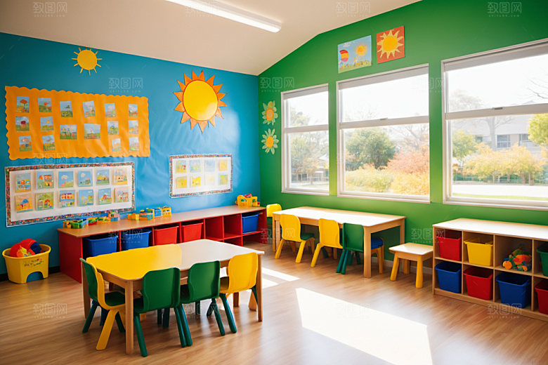 幼儿园教室可爱学校摄影图