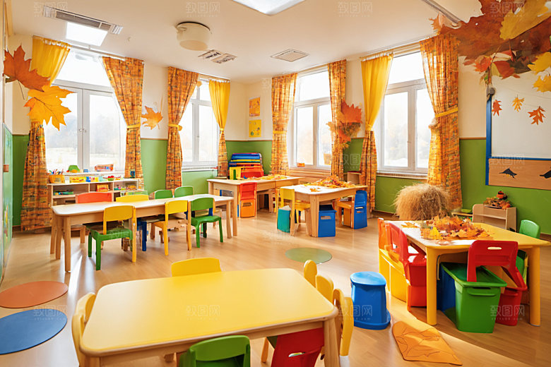 幼儿园教室学校室内摄影图