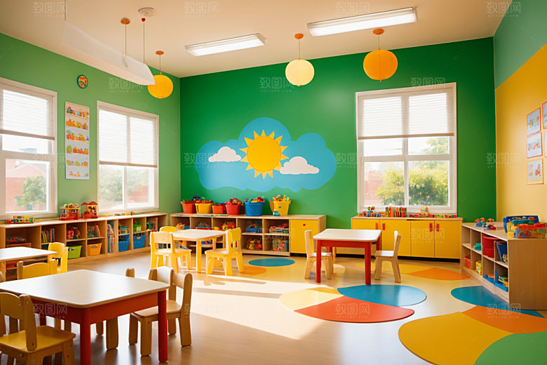 幼儿园教室学校室内摄影图