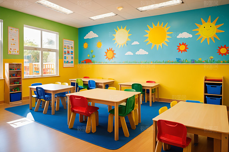 幼儿园教室温馨可爱摄影图