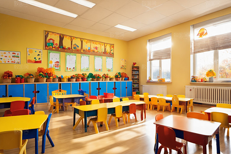 幼儿园教室场景可爱摄影图