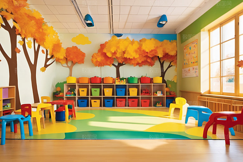 幼儿园教室场景幸福摄影图
