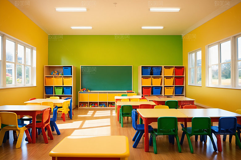 幼儿园教室场景学校摄影图