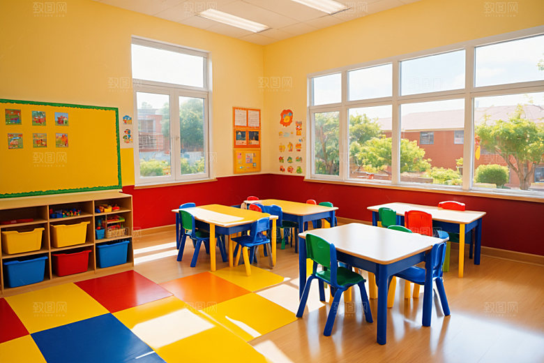 幼儿园教室可爱室内摄影图