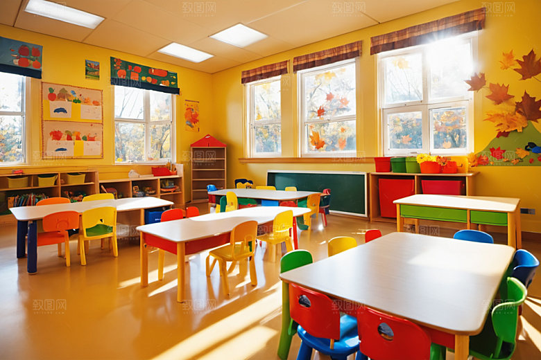 幼儿园教室可爱场景摄影图