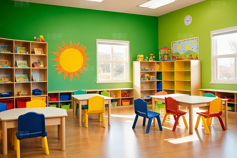 幼儿园教室室内场景摄影图