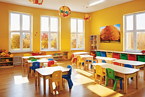 幼儿园教室幸福室内摄影图