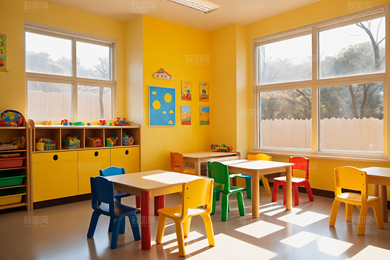 幼儿园教室幸福场景摄影图
