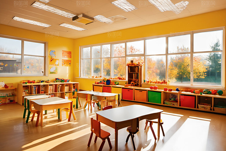 幼儿园教室场景学校摄影图