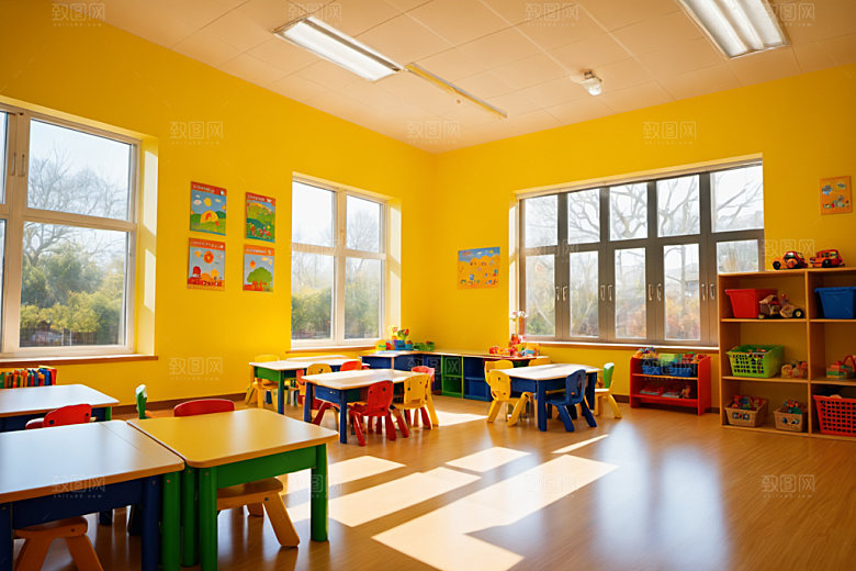 幼儿园教室学校室内摄影图