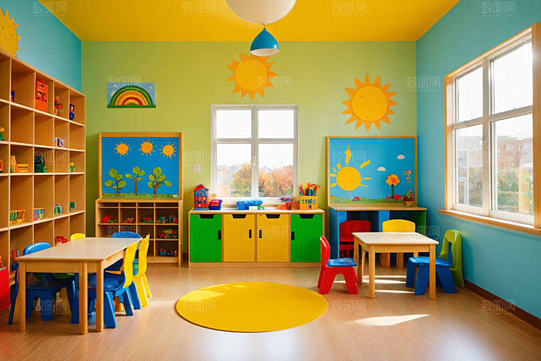 幼儿园教室温馨托儿所摄影图