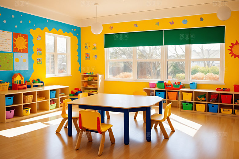 幼儿园教室可爱室内摄影图