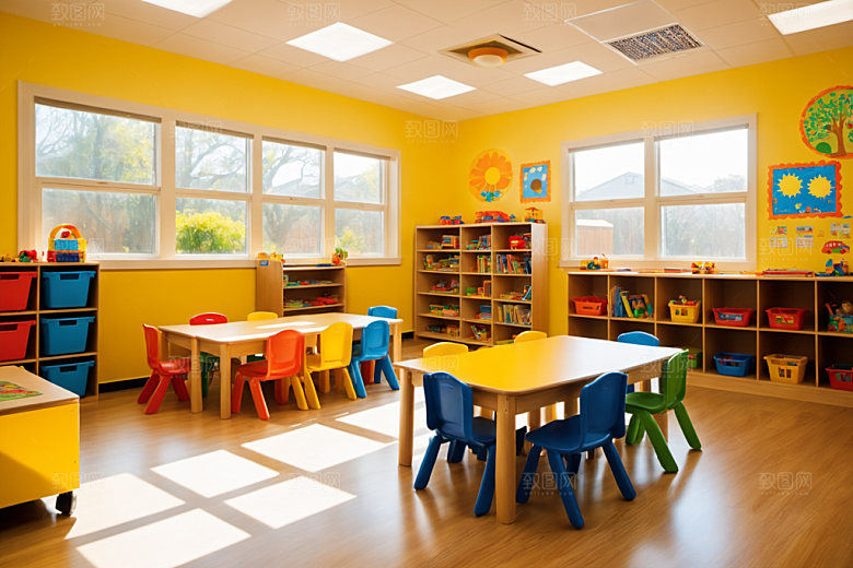 幼儿园教室场景可爱摄影图