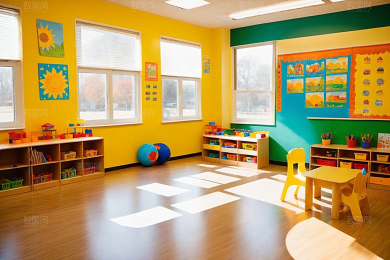 幼儿园教室室内场景摄影图