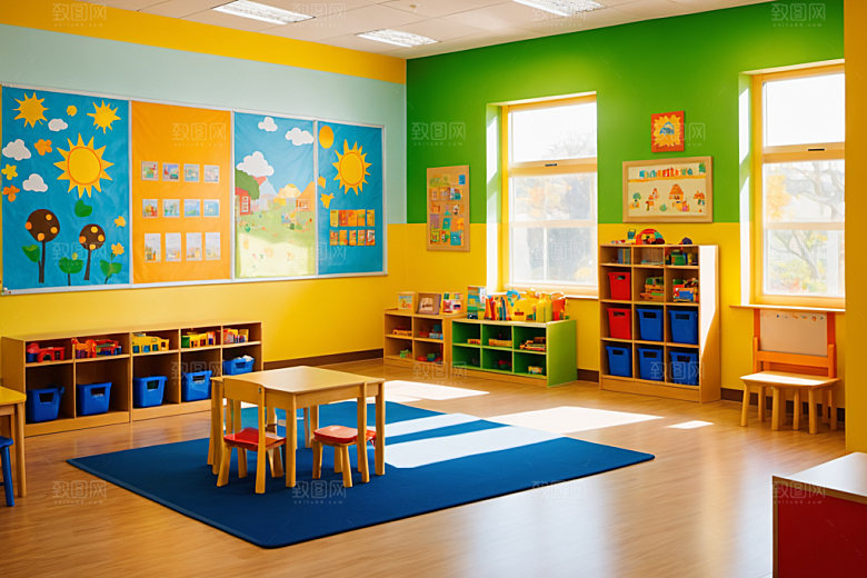 幼儿园教室温馨托儿所摄影图