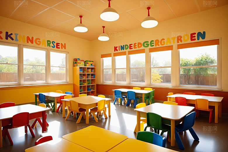 幼儿园教室可爱学校摄影图