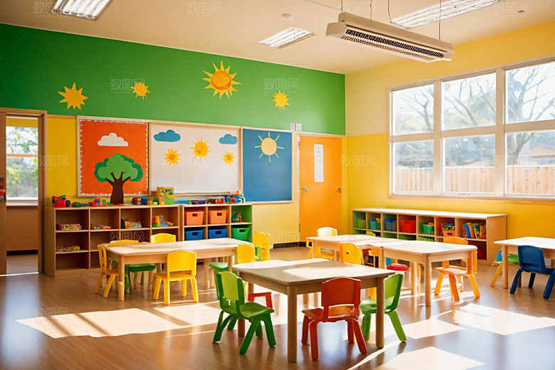 幼儿园教室室内幼教摄影图