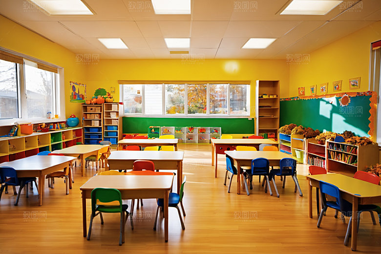 幼儿园教室可爱室内摄影图
