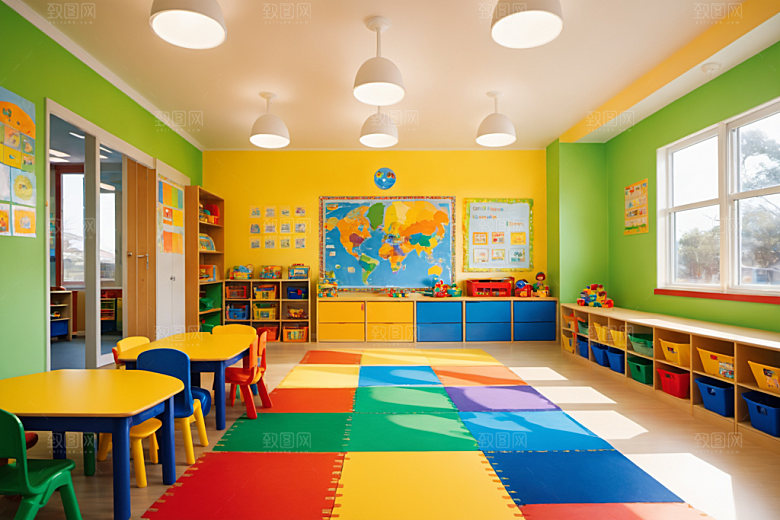 幼儿园教室场景幸福摄影图